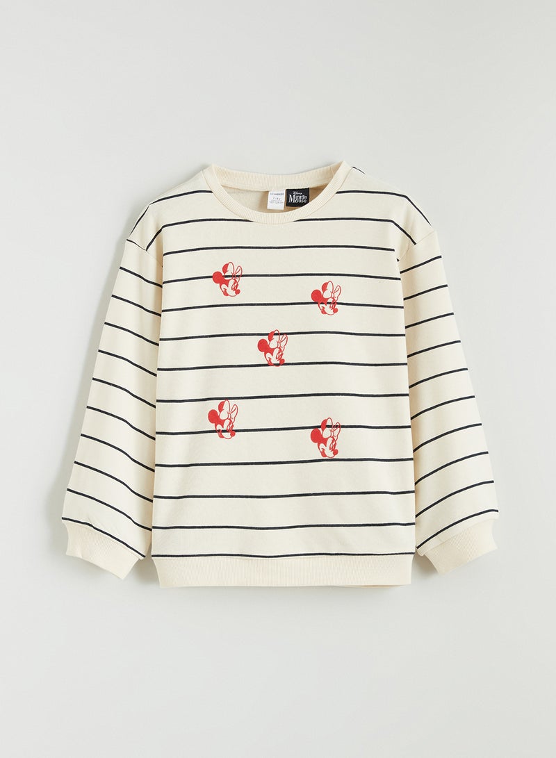 ال سي وايكيكي سويتشيرت بناتي مطبوع ميني ماوس برقبة دائرية - Image 1